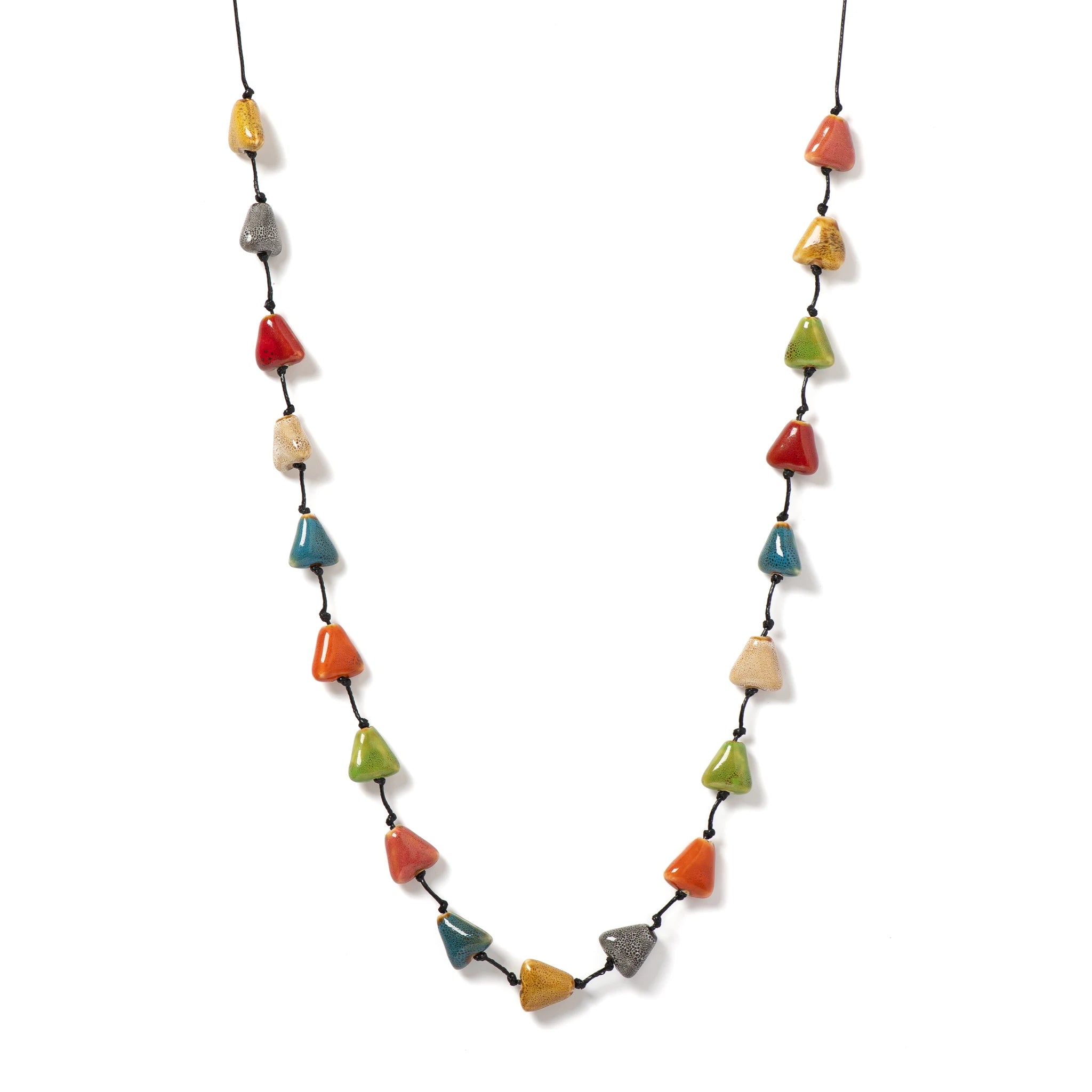 Handmade Colorful Triangle Ceramic Necklace Bracelet Dual-use Adjustable Cord Bohemian Jewelry 1 Piece S001161
